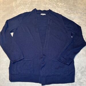 Croft & Barrow Women's Navy Blue Open Front Cardigan Sweater Pockets Size M EUC
